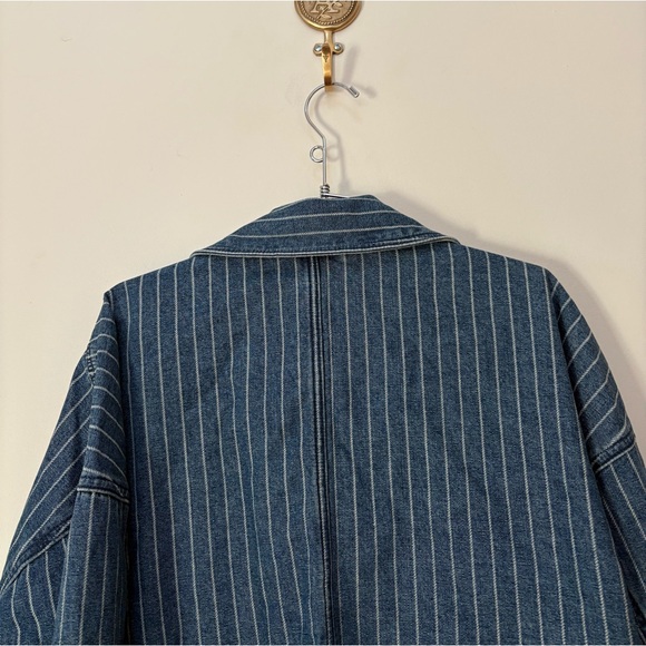 NWT Free People We The Free Madison City Pinstripe Denim Jacket Size Large - Picture 15 of 15